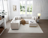 Contemporary Vertical Channel Tufted Velvet Sectional Sofa For Living Room Apartment With Ottoman And 4 Pillows - Furniture Home Direct