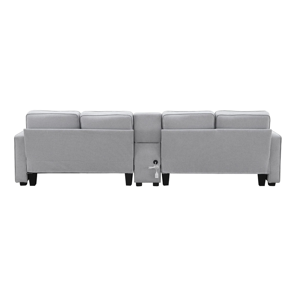 114.2 Sofa With Console 2 Cupholders 2 USB Ports Light Gray - Furniture Home Direct
