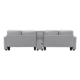 114.2 Sofa With Console 2 Cupholders 2 USB Ports Light Gray - Furniture Home Direct