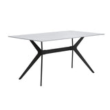 Dining Set Marble Look Table Faux Leather Chairs Gray - Furniture Home Direct