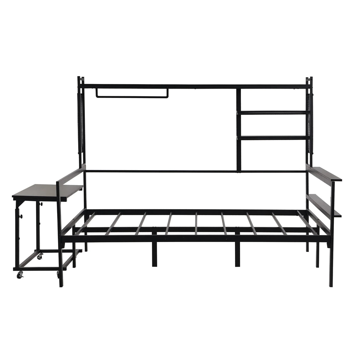 Daybed With Movable Desk, Grid, Shelves And Clothes Hanger - Furniture Home Direct