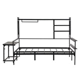 Daybed With Movable Desk, Grid, Shelves And Clothes Hanger - Furniture Home Direct