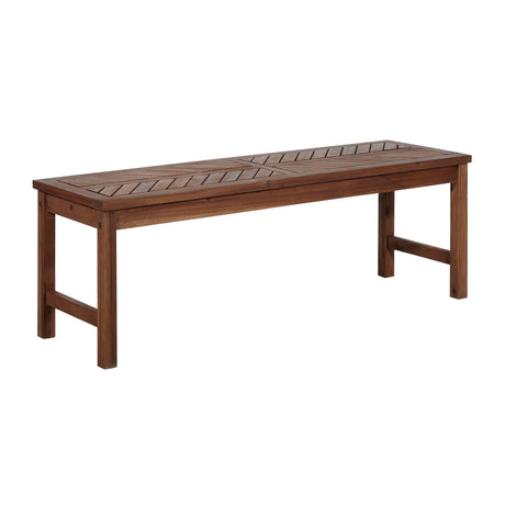 Modern Slat Top Solid Wood Patio Bench - Furniture Home Direct