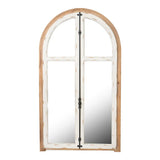 Arch Wood Wall Mirror - Brown Antique White - Furniture Home Direct