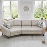 Upholstered 3 Seater Curved Sofa With Printed Pillows Chenille - Furniture Home Direct