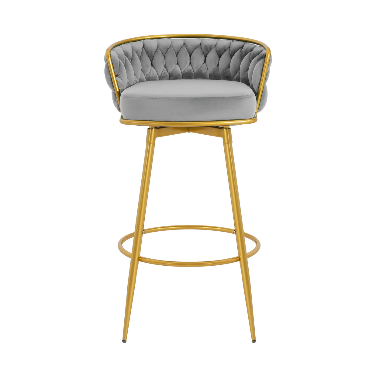 Bar Stools Set Of 2 Swivel Counter Height Gold Frame Grey - Furniture Home Direct