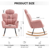 Contemporary Teddy Fabric Upholstered Nursery Rocking Glider Chair With High Backrest And Pillow - Furniture Home Direct