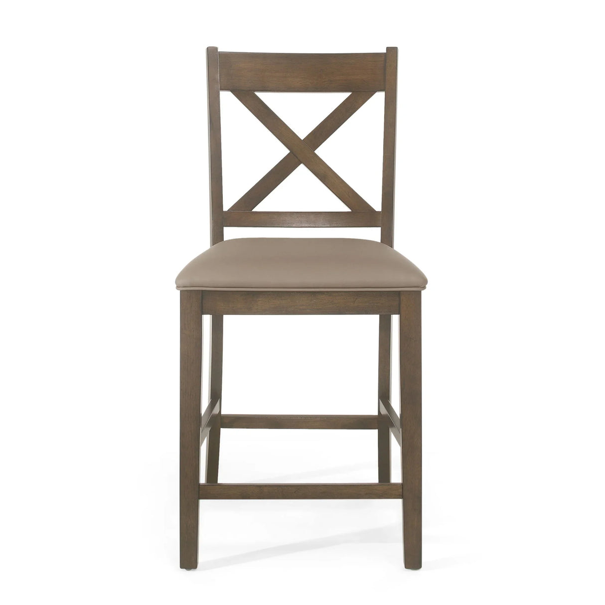 Farmhouse Style Counter Height Chair With Upholstered Seat