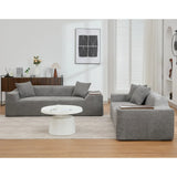 2 Piece Boucle Cloud Living Room Set with 2 Trays - Dark Gray - Furniture Home Direct