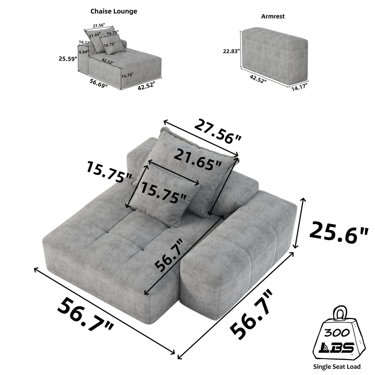 Modern Oversized Modular Sectional Sofa, Sparkling Chenille Fabric Soft Cushion Sofa With 2 Pillows - Furniture Home Direct