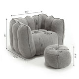 Soft Chenille Bean Bag Chair With High Resilient Foam - Furniture Home Direct