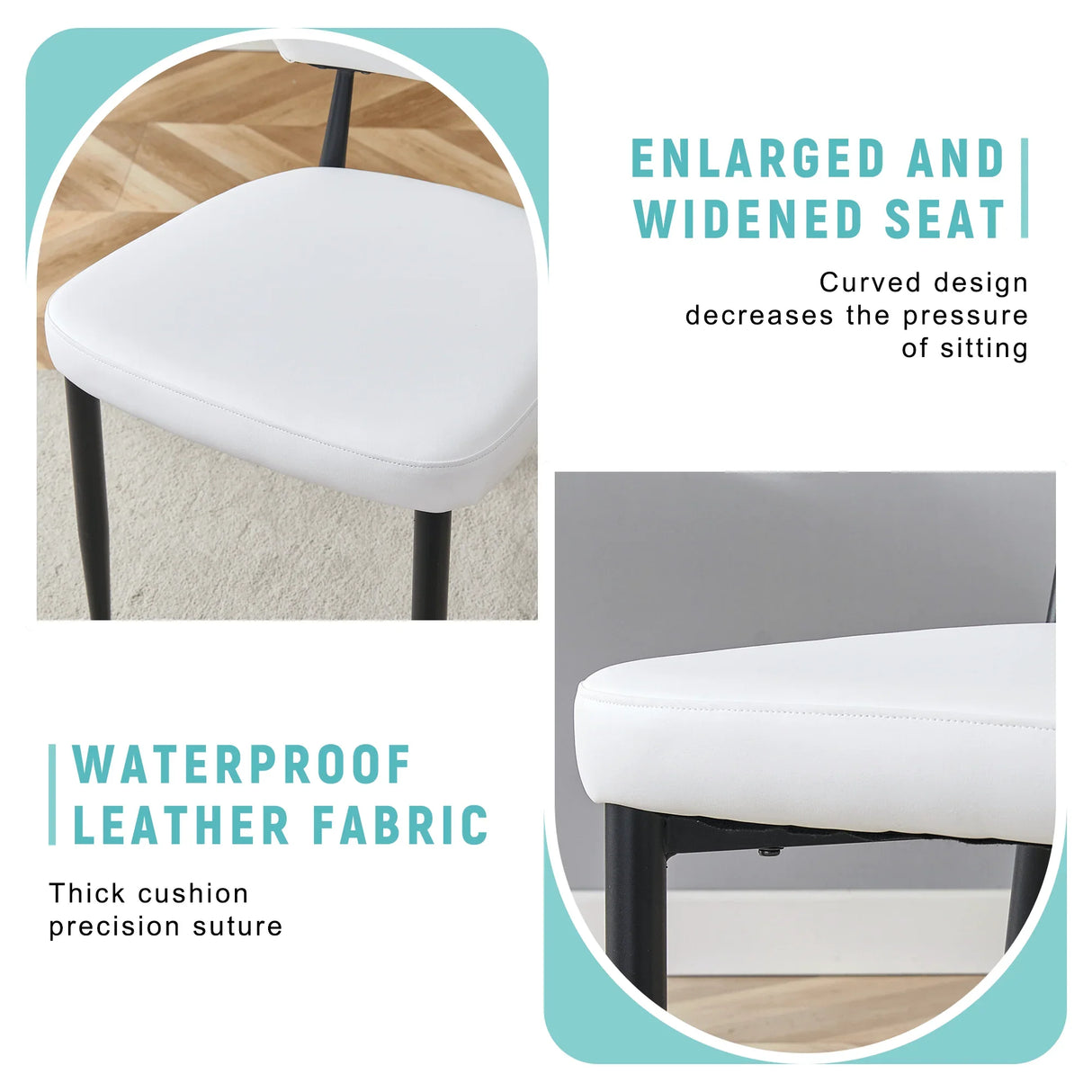 Dining Chairs Set Of 4 Modern Upholstered Metal Legs White - Furniture Home Direct