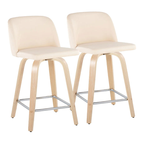 Toriano - Contemporary Fixed Height Counter Stool With Swivel With Square Footrest (Set of 2) - Furniture Home Direct