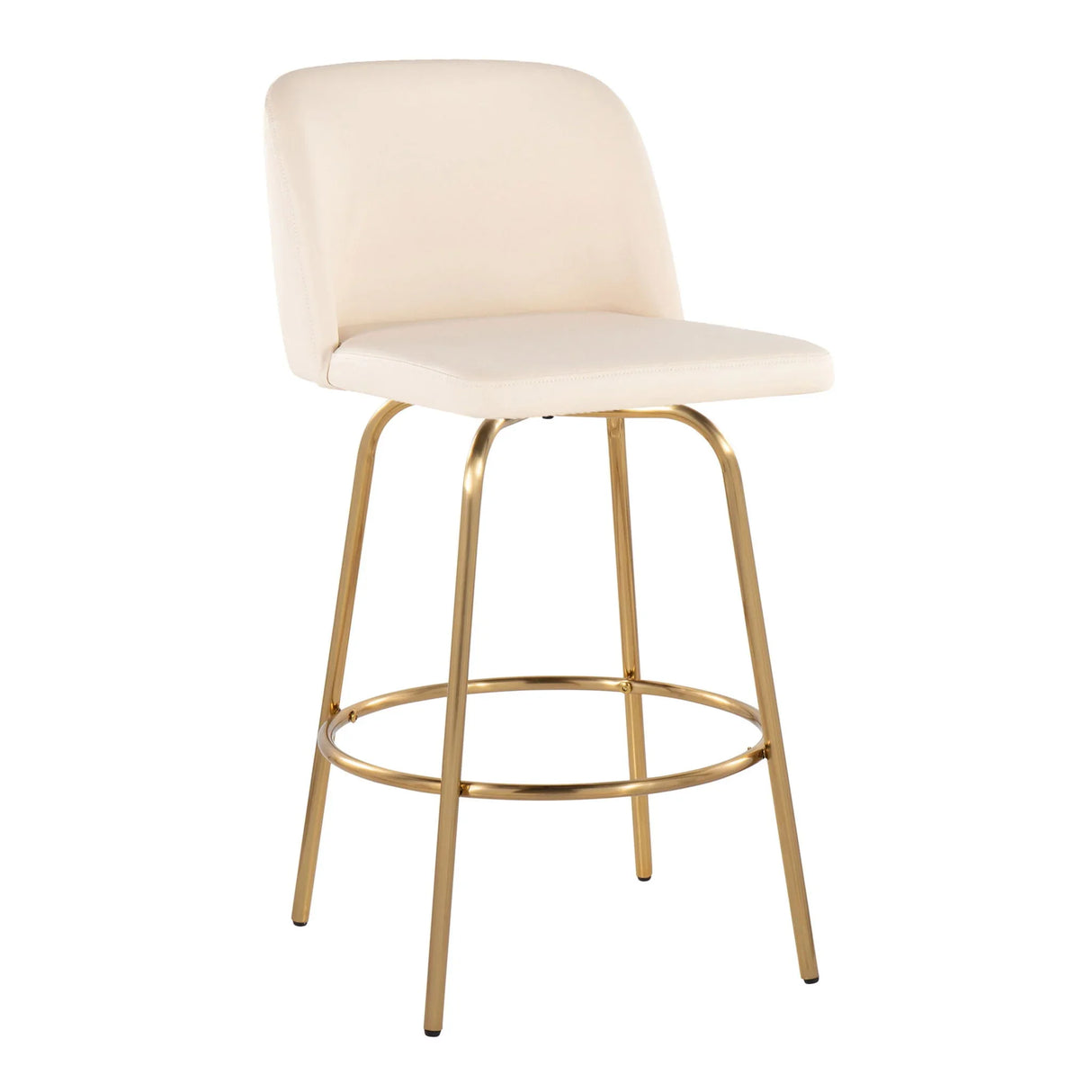 Toriano - Contemporary, Fixed Height Counter Stool With Swivel With Round Footrest (Set of 2) - Furniture Home Direct