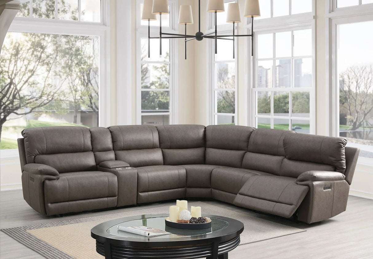Kantu - Synthetic Leather Power Sectional Sofa - Brown - Furniture Home Direct