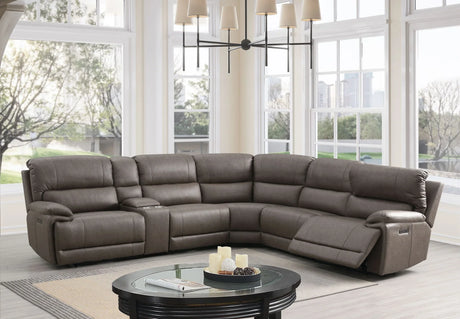 Kantu - Synthetic Leather Power Sectional Sofa - Brown - Furniture Home Direct