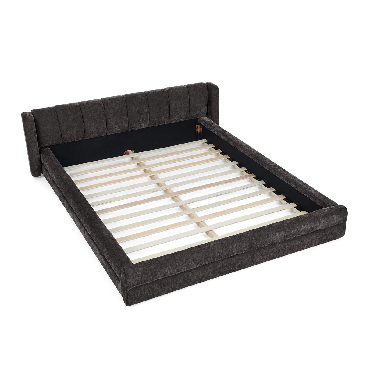 Modern Upholstered Bed Frame With Thick Chenille Fabric And Headboard - Furniture Home Direct