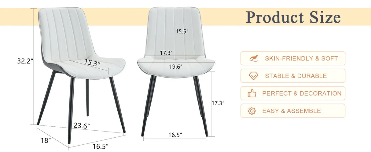 Dining Chairs Four Upholstered Leather Black Legs White - Furniture Home Direct