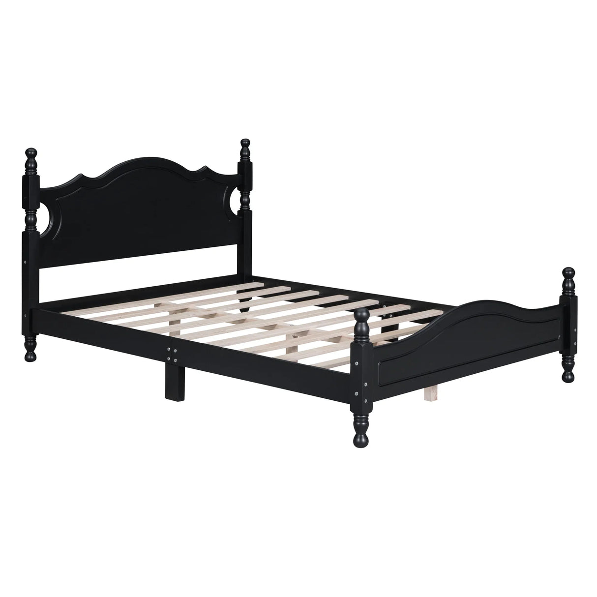 Platform Bed Full Size Wood Frame With Slat Support Black - Furniture Home Direct
