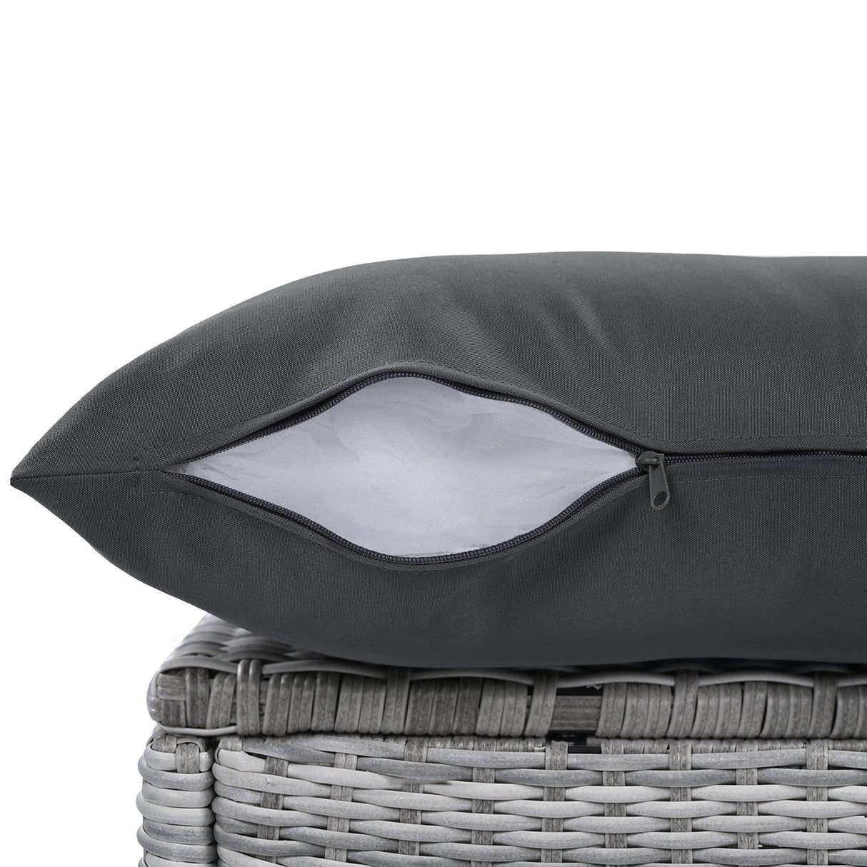 6 Piece Patio Set With An Adjustable Table, Recliners With Extendable Side Tables, And 2 Ottomans - Gray - Furniture Home Direct