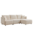 Modern Minimalist Corduroy Combination Sofa With 2 Comfort Cushions With USB & C Charging Ports - Furniture Home Direct