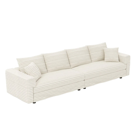 Plush Corduroy 4 Seat Sofa, Modern Comfy Upholstered Sofa Cloud Couch, Deep Seat Couches With Soft Pillows - Furniture Home Direct