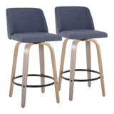 Toriano - Contemporary Fixed Height Counter Stool With Swivel & Round Footrest (Set of 2) - Furniture Home Direct
