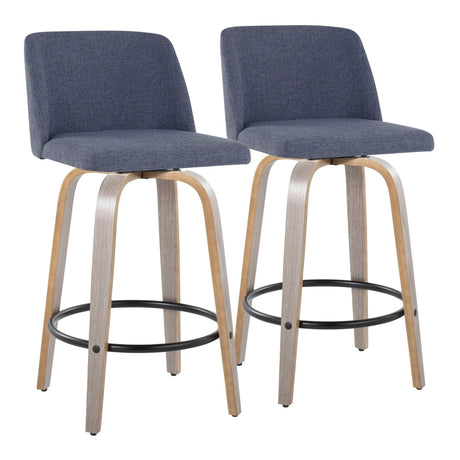 Toriano - Contemporary Fixed Height Counter Stool With Swivel & Round Footrest (Set of 2) - Furniture Home Direct