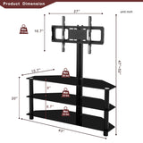 43.3" Multi-Function TV Stand Height Adjustable Bracket Swivel 3 Tier - Black - Furniture Home Direct