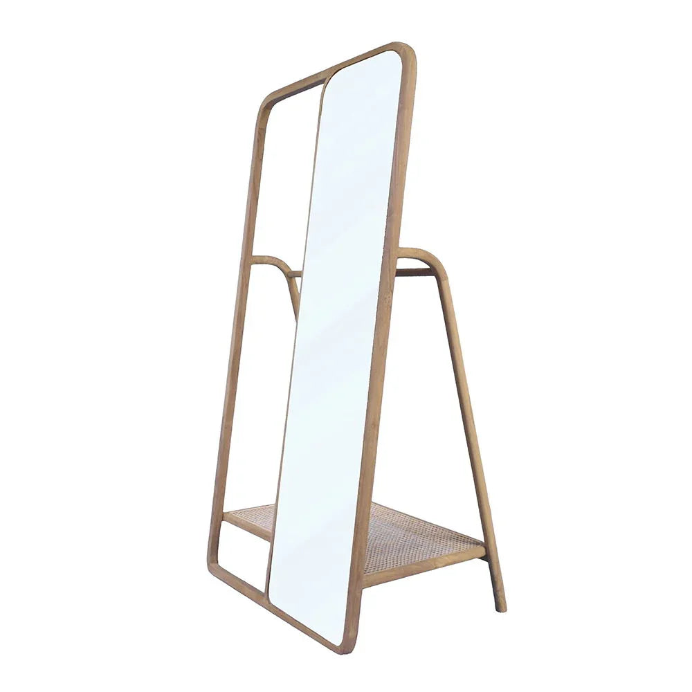 Clothes Hanger With Mirror, Large - Brown - Furniture Home Direct