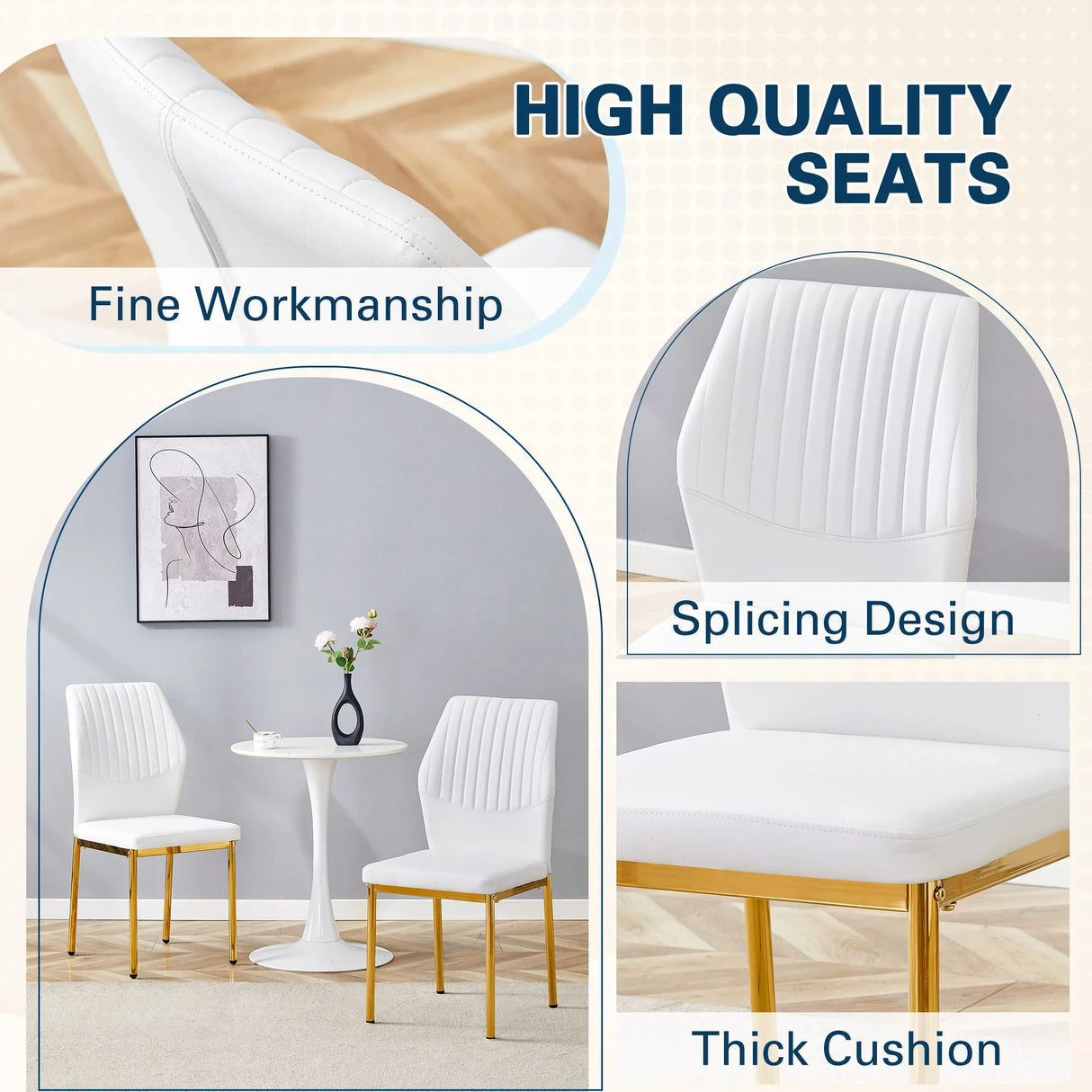 Luxury Simple Chair With Metal Gold Leg - Furniture Home Direct