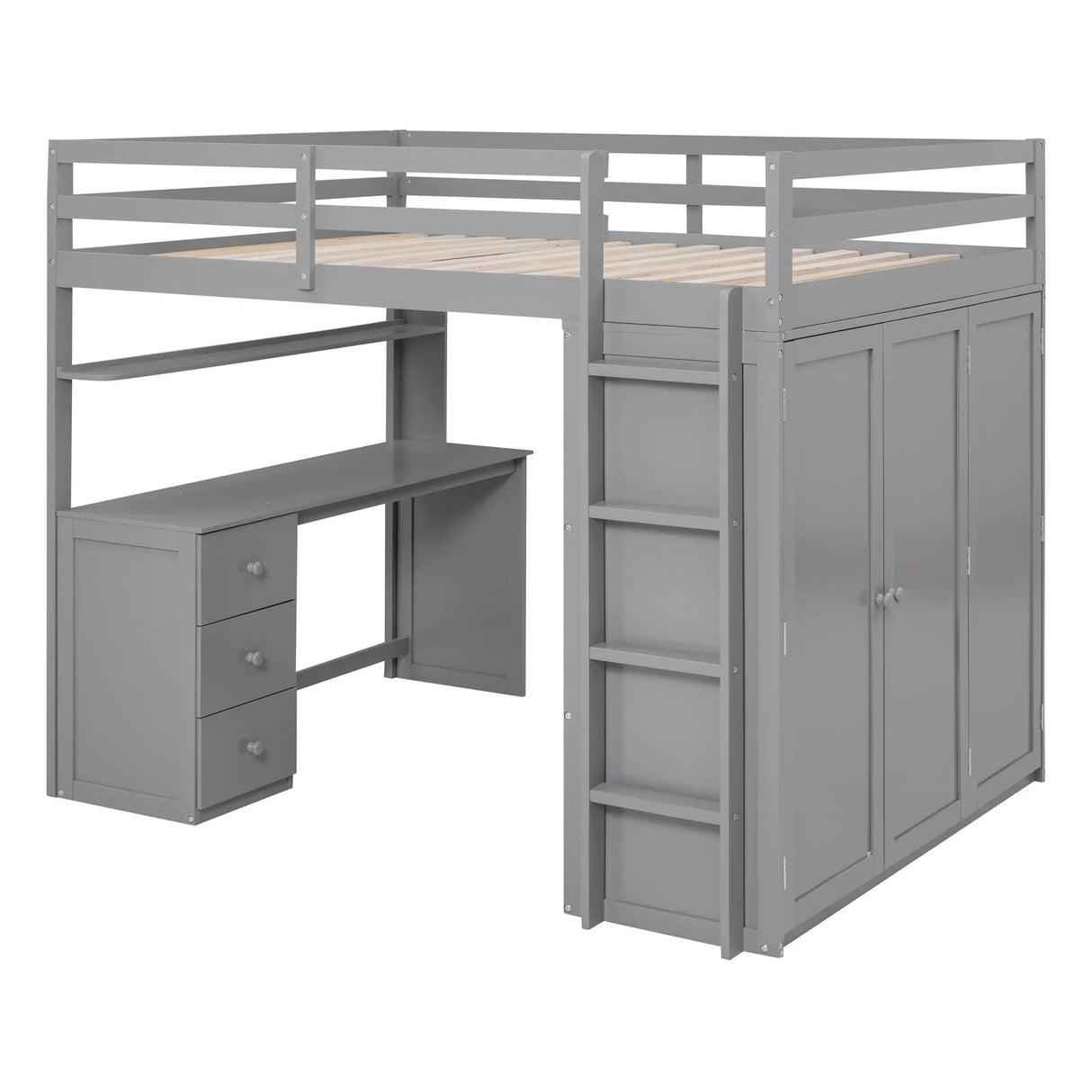 Loft Bed With Drawers, Desk, And Wardrobe - Furniture Home Direct