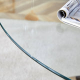Dining Table Round Glass Top With Chrome Pedestal Silver - Furniture Home Direct