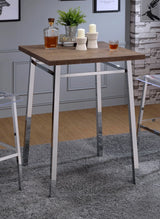 Nadia - Chrome Bar Table - Oak / White - Furniture Home Direct