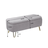 Storage Ottoman Bench For End Of Bed Gold Legs, Modern Camel Faux Fur Entryway Bench Upholstered Padded With Storage For Living Room Bedroom - Furniture Home Direct