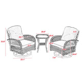 3 Piece Patio Conversation Set With Glass Coffee Table - Khaki - Furniture Home Direct
