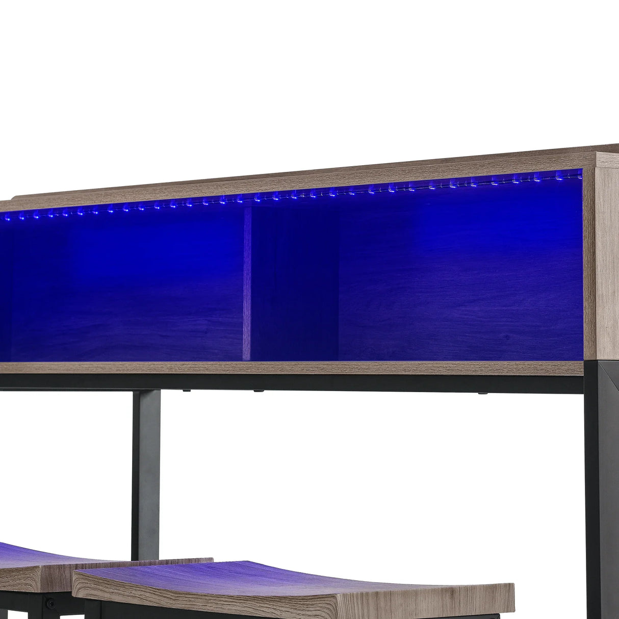 Console Table Set With LED Light Power Outlet Grey - Furniture Home Direct