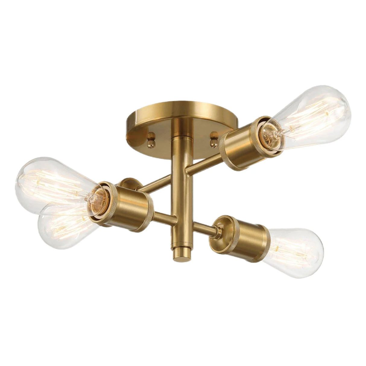 Ephemeral - 4 Lights Semi Flush Mount Retro Hallway Kitchen Bedroom Living Room Ceiling Pendant - Antique Brass / Clear / Gold - Furniture Home Direct