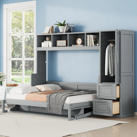 Space Saving Murphy Wall Bed With Closet And Drawers - Furniture Home Direct
