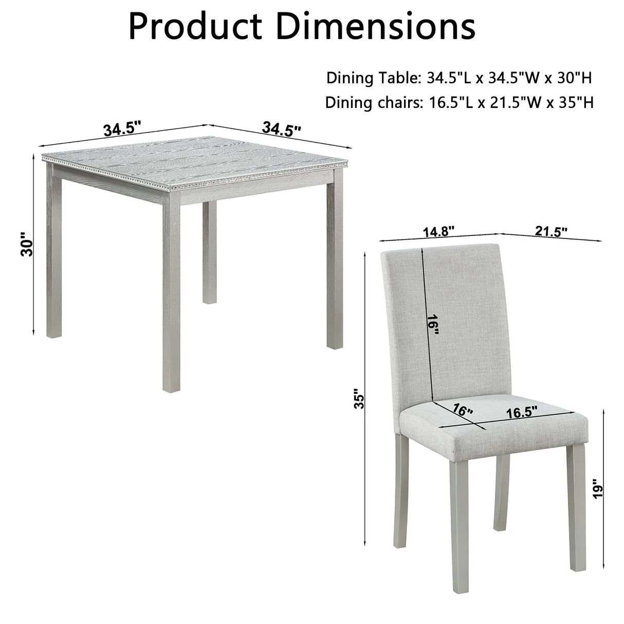 Dining Table Set With Crystal Decoration And Upholstered Chairs - Furniture Home Direct