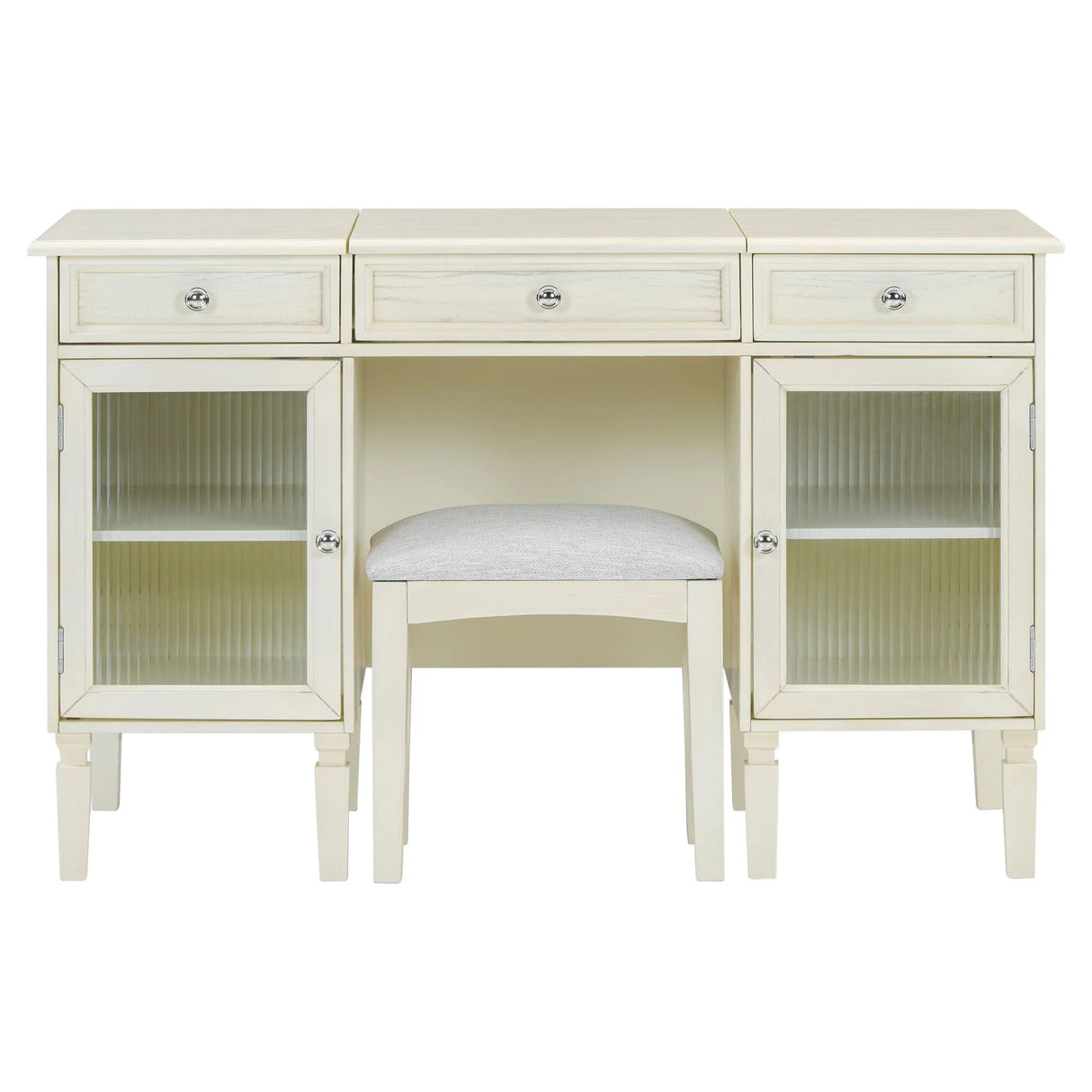 Multi Functional 2 In 1 Vanity Desk With Flip Top Mirror Material - White Oak - Furniture Home Direct