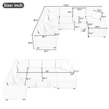 Sectional Sofa Pull-Out Sofa Bed Sleeper With A Storage Ottoman, Three Pillows And Charging Devices For Living Room - Furniture Home Direct