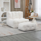 Modern Indoor Fluffy Bean Bag Chair With Memory Foam And Ottoman, Super Soft - Furniture Home Direct