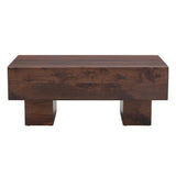 Coffee Table Solid Wood Long Rectangular Dark Walnut - Furniture Home Direct