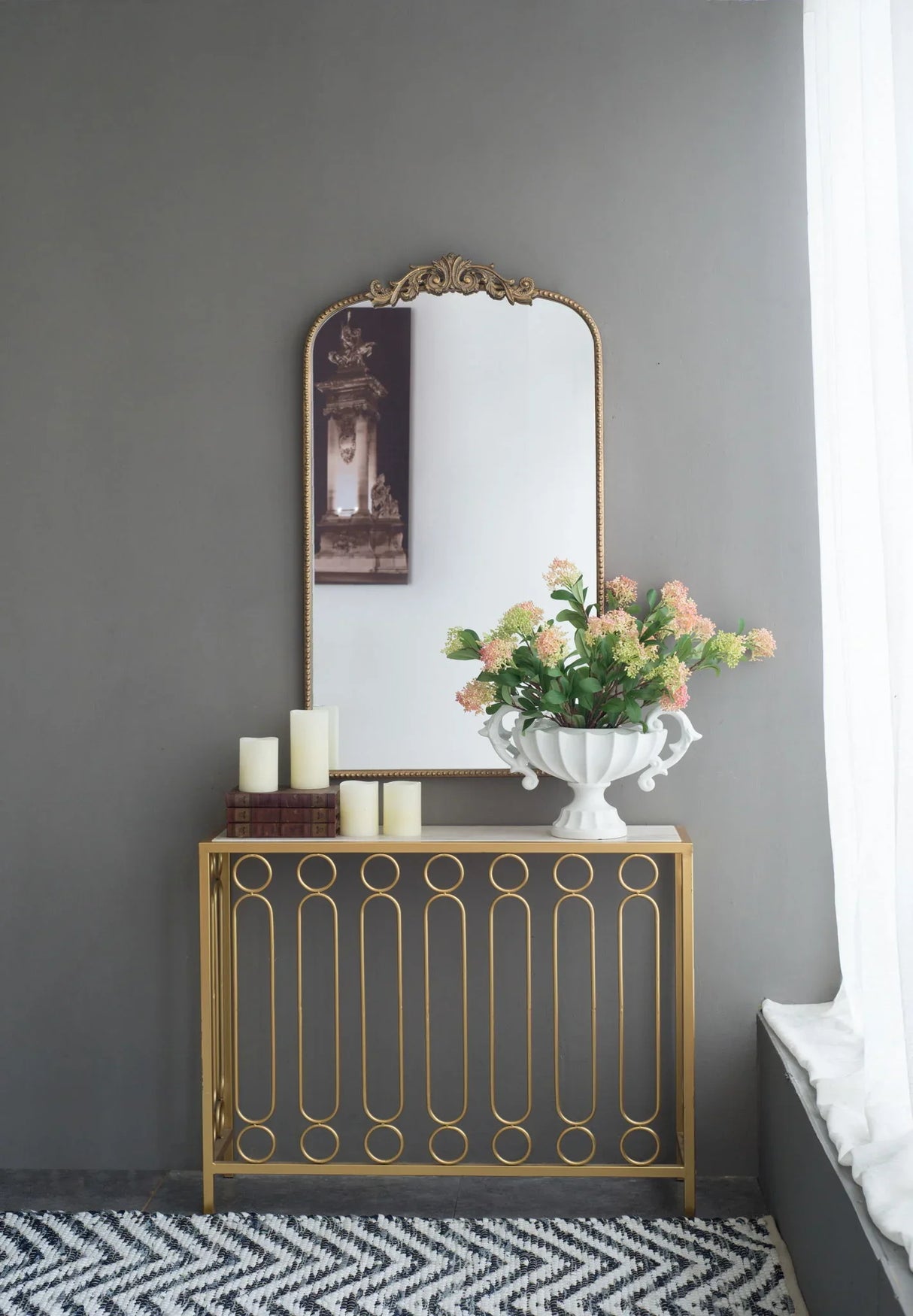 Arch Mirror, Baroque Inspired Wall Decor For Bathroom, Bedroom, Living Room - Furniture Home Direct