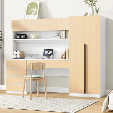 2 Door Storage Desk Wardrobe For Bedroom With Shelves And Drawers - Furniture Home Direct