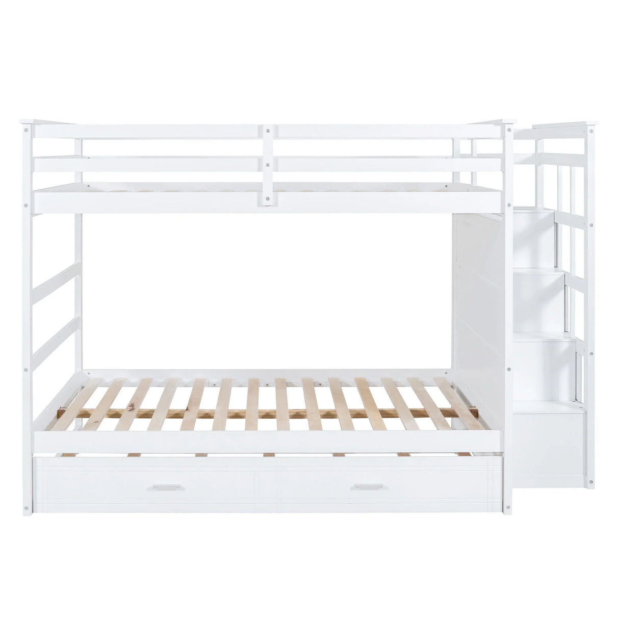 Bunk Bed With Twin Size Trundle And Staircase - Furniture Home Direct