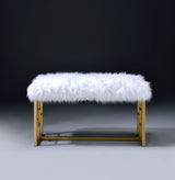 Bagley II - Bench Faux Fur - White / Gold - Furniture Home Direct