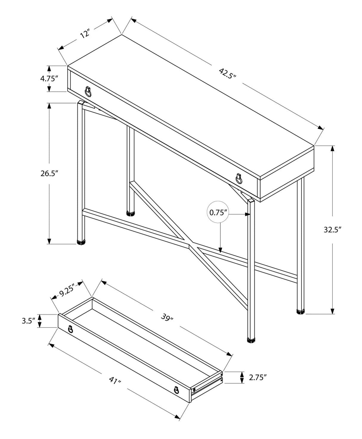 Accent Console Table For Entryway, Functional Storage Drawer - Furniture Home Direct