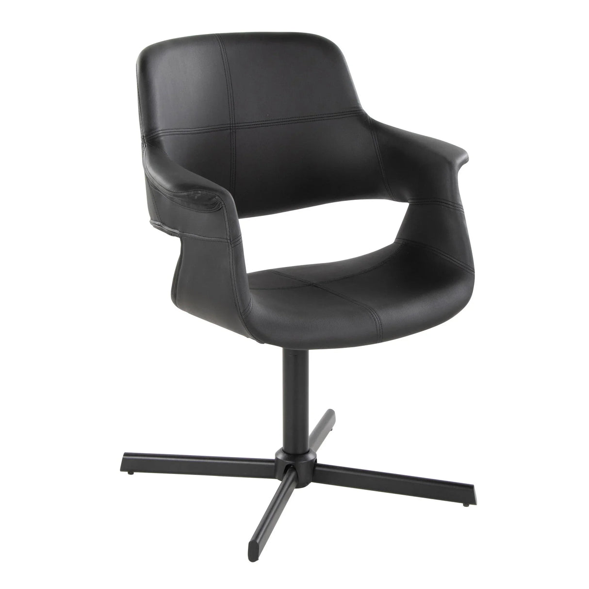 Vintage Flair - Mid-Century Modern Swivel Chair With X - Pedestal - Black - Furniture Home Direct